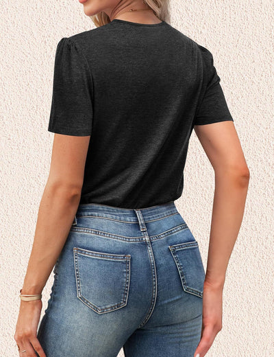 Blusa Casual de Manga Abullonada y Cuello en V para Mujer - Image 31