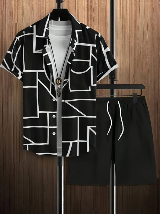 Traje Hawaiano Hombre 3D Estampado Manga Corta - Image 17