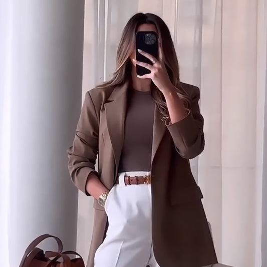 Abrigo Francés de Color Sólido - Elegancia Minimalista