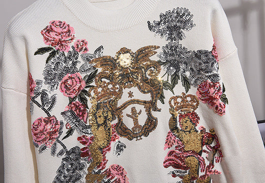 Conjunto de Dos Piezas: Suéter Tejido Holgado con Bordado de Lentejuelas - Image 16