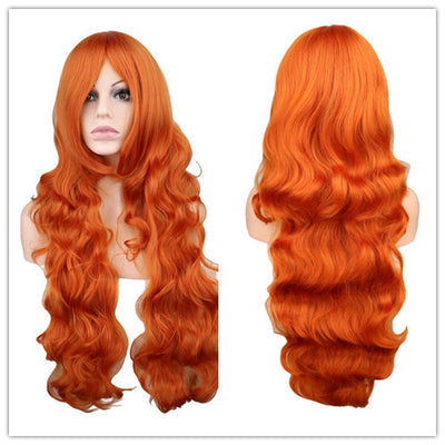 Peluca Cosplay Sirena Anime Rojo Oscuro Cabello Largo Ondulado - Image 17