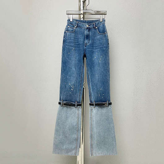 Jeans de Patchwork con Contraste de Colores Efecto Lavado - Image 6
