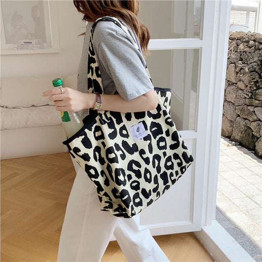 Bolso de Lona con Estampado Animal y Gran Capacidad