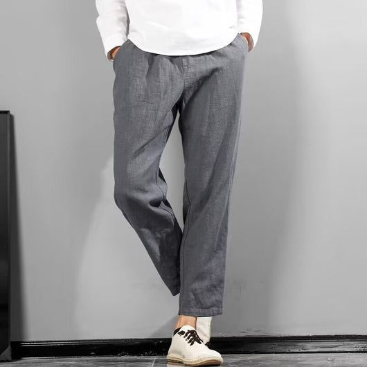 Pantalones Casuales de Lino y Algodón para Hombre - Ajuste Versátil - Image 3