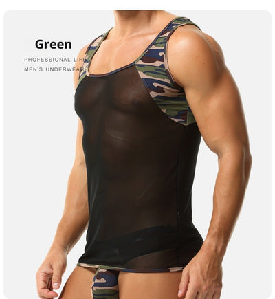 Playera de Yoga Deportiva para Hombre con Malla y Bloques de Color - Image 12