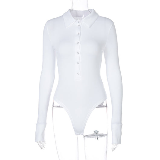 Body Ajustado Elegante con Solapa y Botones para Mujer - Image 8