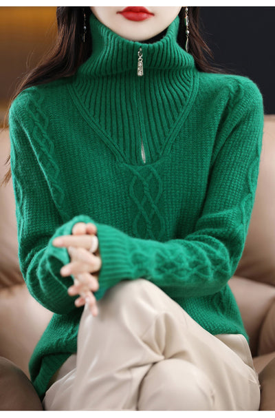 Suéter de Lana Grueso con Cuello Alto para Otoño e Invierno - Image 11