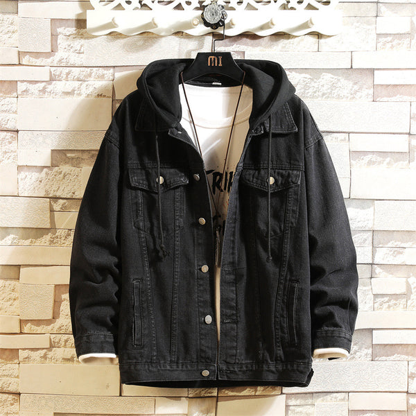 Chaqueta Denim Suelta con Capucha para Hombre