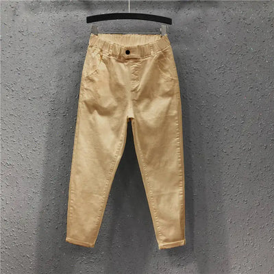 Pantalones Harem Talla Grande Cintura Alta Elástico Fino Ropa Casual Mujer - Image 10