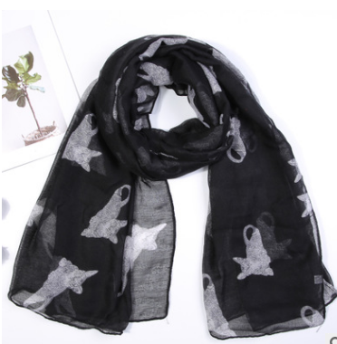 Pañuelo Parisino con Estampado de Gato Persa