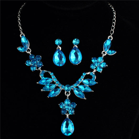 Conjunto de Joyería Nupcial en Aleación con Diamantes - Collar y Aretes para Bodas