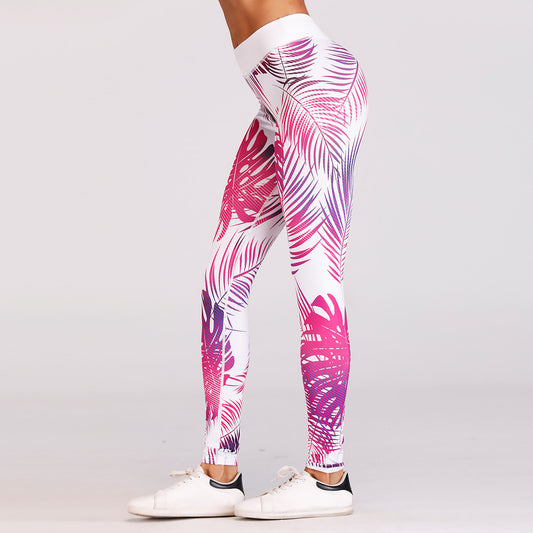 Leggings Deportivos Rojo Estampado de Cintura Alta para Yoga y Running - Image 2