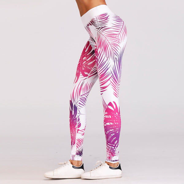 Leggings Deportivos Rojo Estampado de Cintura Alta para Yoga y Running