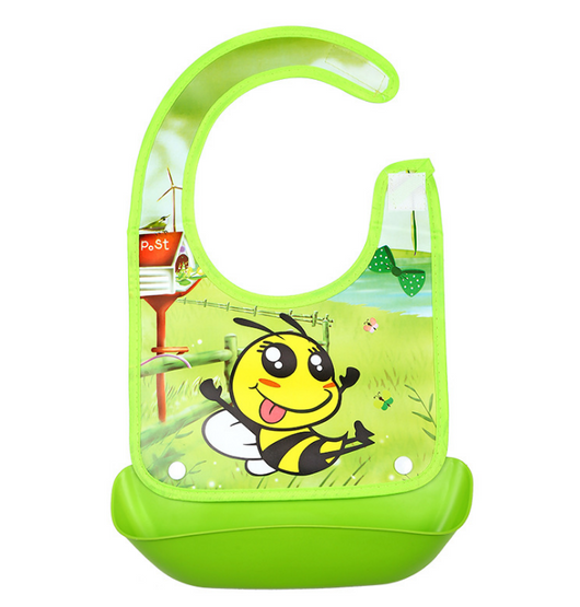 Babero infantil impermeable con bolsillo coleccionable de silicona - Image 9