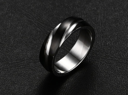 Anillo de Acero de Titanio Negro para Hombre con Diseño Twill - Image 6