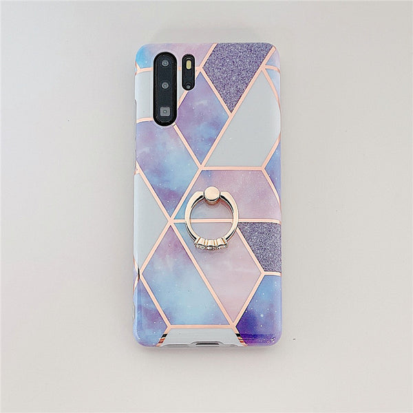 Funda para teléfono con mármol mosaico y acabado electrochapado
