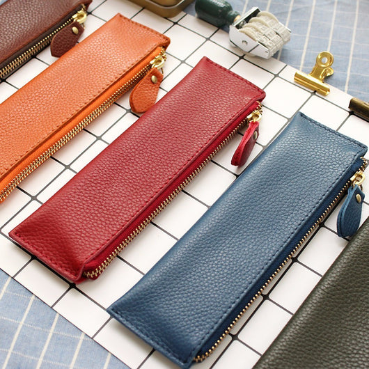Estuche de Cuero de Gran Capacidad para Lápices y Útiles