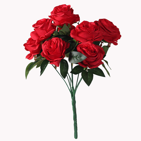 Ramo de Rosas Artificiales de 9 Cabezas - Flores Decorativas Realistas