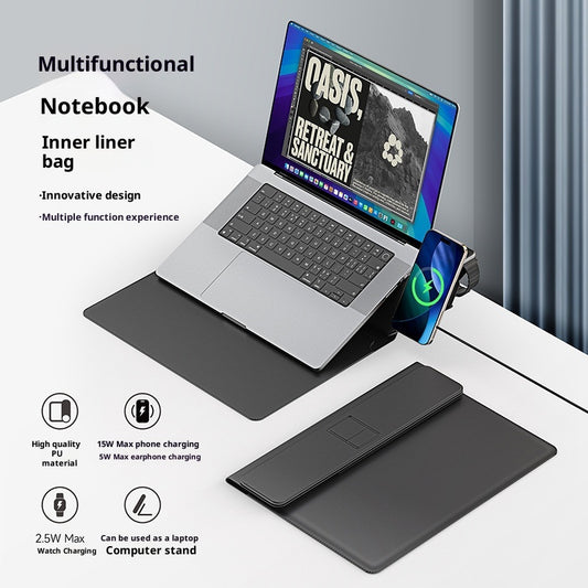 Cargador Inalámbrico 3 en 1 Multifuncional con Funda para Laptop