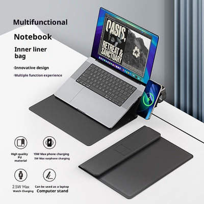 Cargador Inalámbrico 3 en 1 Multifuncional con Funda para Laptop