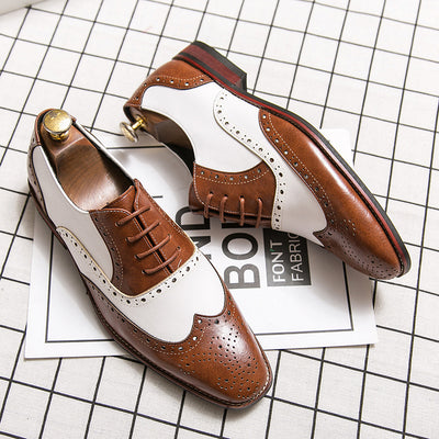 Zapatos Brogues Estilo Británico con Cordones y Detalles en Contraste para Hombre - Image 4
