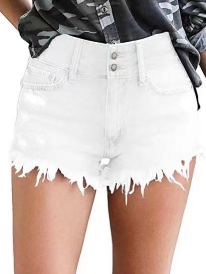 Shorts de Mezclilla Ajustados con Hebillas y Aberturas