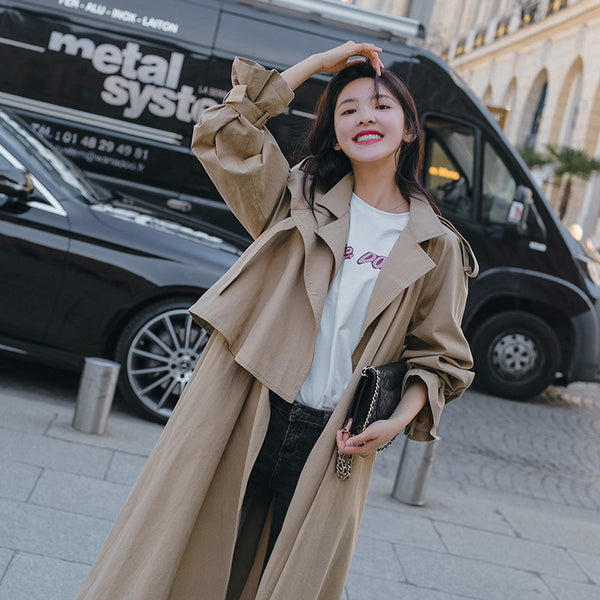 Abrigo Cortaviento Largo Oversized para Mujer - Largo hasta el Tobillo