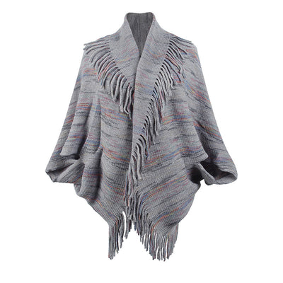 Chal Rayado Multicolor con Borlas para Mujer - Image 5