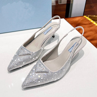 Sandalias de Tacón Gatito con Punta Triangular y Cristales Brillantes para Mujer - Image 9