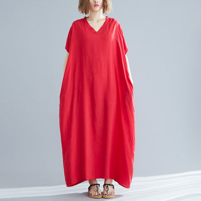 Vestido Bohemio Talla Grande para Mujer - Algodón Puro Cuello V - Image 11