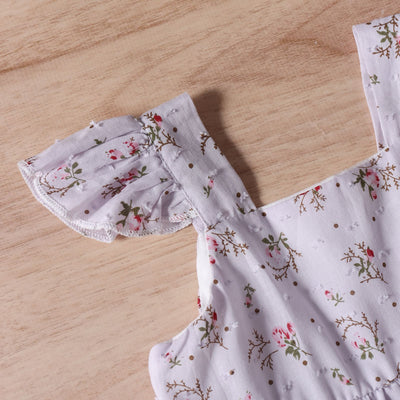Vestido Infantil Tricolor Floral con Mangas Aleteo - Image 10