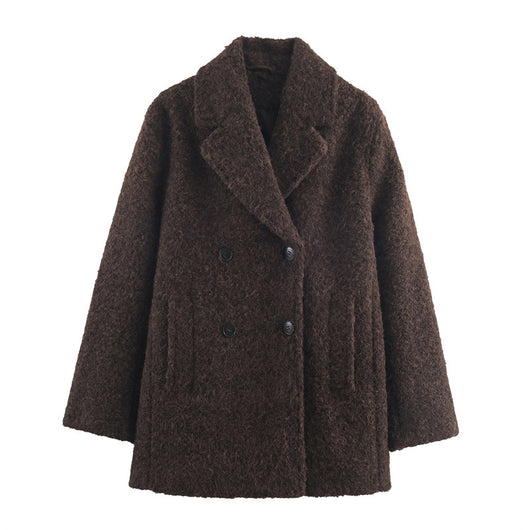 Abrigo Boucle Suelto Doble Botonadura Largo Otoño Invierno - Image 9