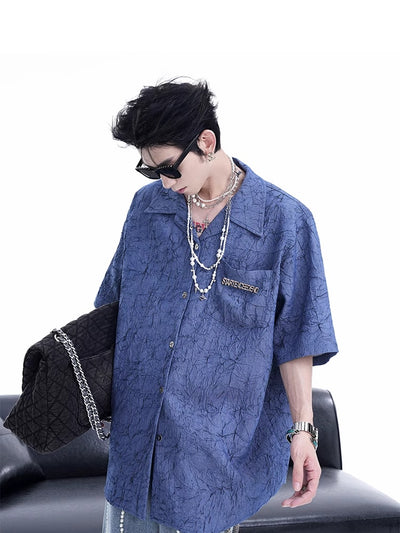 Camisa Texturizada Plisada de Diseño Exclusivo para Hombre - Image 20