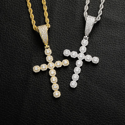 Collar Colgante Cruz Jesús Retro con Circonitas Brillantes para Hombre y Mujer