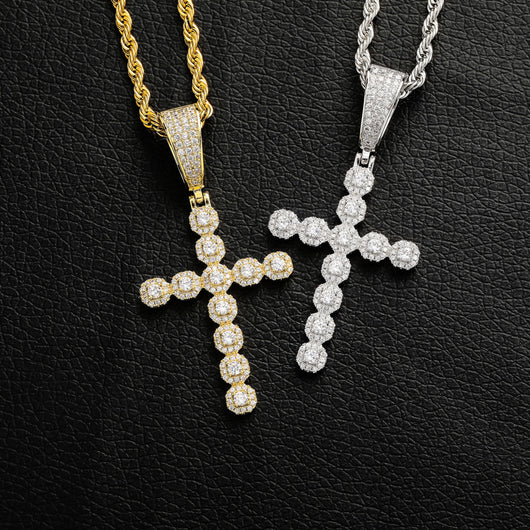 Collar Colgante Cruz Jesús Retro con Circonitas Brillantes para Hombre y Mujer