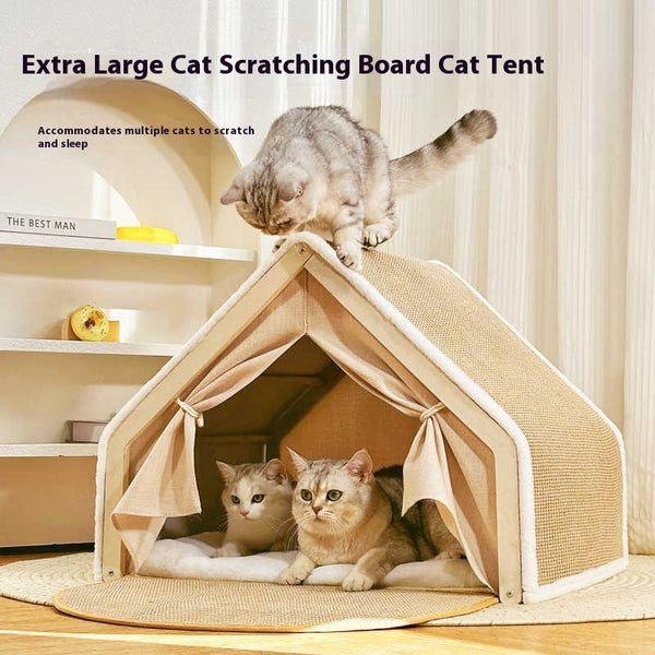 Carpa Rascador para Gatos con Tablero Sisal Resistente al Viento