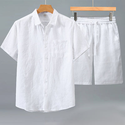 Camisa de Lino Manga Corta para Hombre - Traje Ejecutivo - Image 8