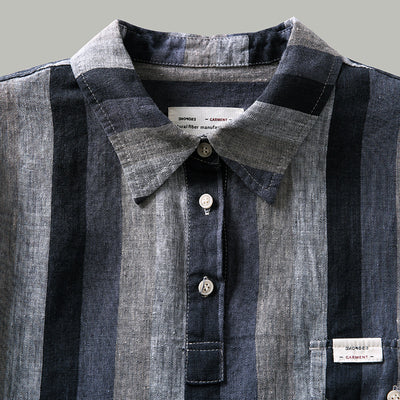 Camisa de Lino Cuadros Casual Japonesa para Hombre - Manga Corta - Image 6