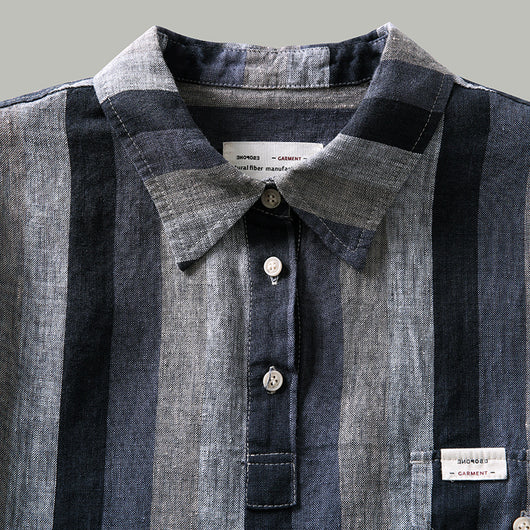 Camisa de Lino Cuadros Casual Japonesa para Hombre - Manga Corta - Image 6
