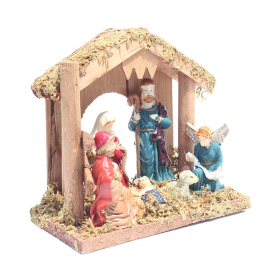 Conjunto de Pesebre Navideño en Resina - Casa Iglesia para Decoración de Escenas - Image 11