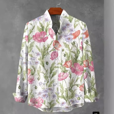 Camisa de Cuadros con Cuello Mao Manga Larga para Hombre - Image 22