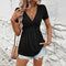 Blusa Entallada con Escote V y Manga Corta para Mujer