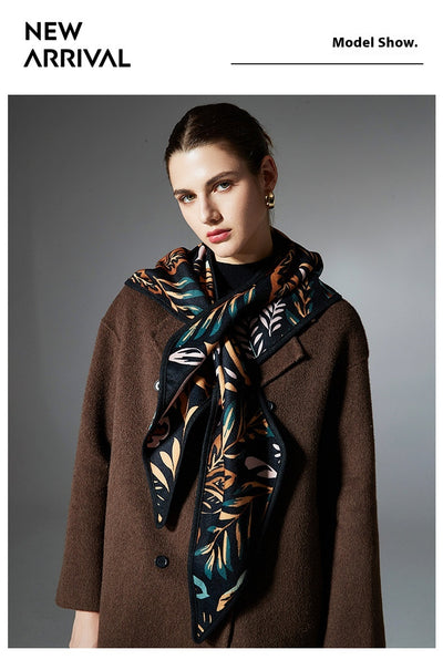 Chal Triangular Jacquard Hojas de Otoño Estilo Europeo - Image 8