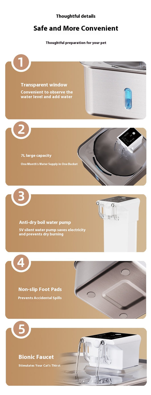 Fuente de Agua para Gatos Inalámbrica Acero Inoxidable Recargable - Image 9