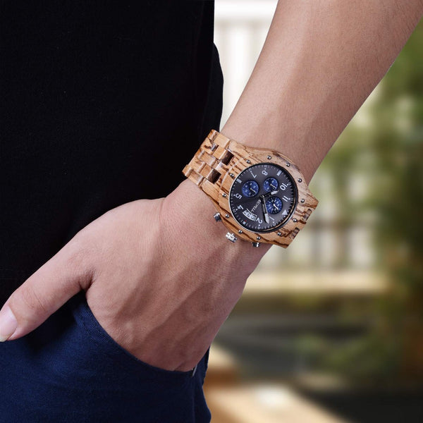 Reloj de Madera para Hombre con Agujas Luminosas - Estilo Moderno y Elegante