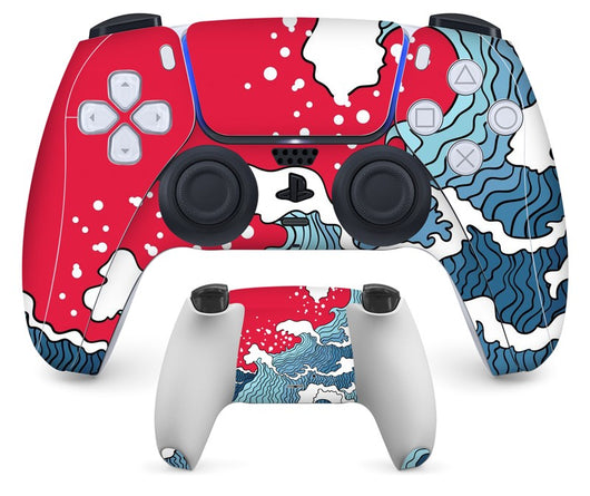 PS5 controller with a pastel marble sticker, showing the front and back views for anti-scratch protection. - Image 24