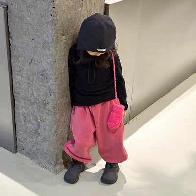 Pantalones de Buzo para Niñas Rojo Rosado - Otoño e Invierno - Image 10