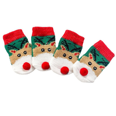Calcetines Navideños para Perros con Diseño de Papá Noel y Reno - Image 4
