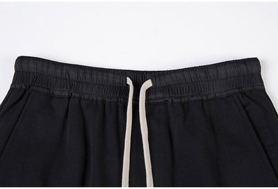 Pantalones Holgados de Algodón con Cintura Elástica y Bolsillos - Gris y Negro - Image 3