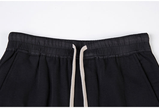 Pantalones Holgados de Algodón con Cintura Elástica y Bolsillos - Gris y Negro - Image 3